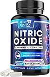 Extra Strength Nitric Oxide Supplement L Arginine 3X Strength - Citrulline Malate, AAKG, Beta Alanine - Premium Muscle Supporting Nitric Booster for Energy & Strength to Train Harder - 60 Capsules