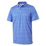 Golf Shirts for Men Dry Fit Short Sleeve Print Performance Moisture Wicking Polo Shirt