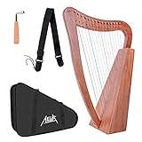 Harp, AKLOT 15 Strings Mahogany Harp 22 Inch Height for Adult Professional Beginner with Tuning Wrench,Black Gig Bag,Strap (NO Spare String, International Standard Strings)