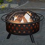 Fire Pit - 32-Inch Outdoor Wood Burning Firepit with Screen, Poker, and Cover - Outdoor Fire Pits for Backyard, Deck, or Patio by Pure Garden (Black)