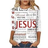 Generic Black of Friday Womens Jesus Shirts Christian Faith Cross Graphic 3/4 Sleeve Tee Tops Spring Summer Going Out Workout Crewneck Pullover Blouse 2024 Easter Religious Gifts Tunic Tshirt