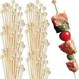 Eco-friendly Natural Wooden Ball Food Picks - 4.7" - Sustainable Skewers And Bamboo Picks for Fruits, Appetizers, & Cocktails For Parties, Casual Dining & More, 100 Count (Pack of 1)