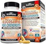 Glucosamine Chondroitin MSM Triple Strength Joint Support Supplement with Collagen Peptides, Turmeric and Ginger, Hyaluronic Acid, Glucosamine Chondroitin Sulfate - Gluten Free, Non GMO, 90 Capsules