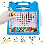 Svance Magnetic Drawing Board for Kids, Toddler Magnet Doodle Board with Beads and 2 Pens, Magnetic Dot Art Toys, Airplane Car Travel Activities (Blue Cat)