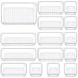 Manalete Drawer Organizers Set of 15, 4 Sizes Clear Plastic Drawer Organizers and Storage Bins for Kitchen, Bathroom, Office, Dresser Desk Drawer Organizer Tray for Jewelry, Makeup, Junk, Gadgets