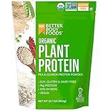 BetterBody Foods Organic Plant Based Protein Powder, - 16g of Protein, Vegan, Low Net Carbs, Gluten Free, Dairy Free, No Sugar Added, Soy Free, Non-GMO, 12.7 Ounces