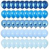 Blue Balloon Set, 60 Packs 12 Inches Metallic Chrome Blue Balloons Pearl Blue Balloons Macaron Baby Blue Balloons Light Blue Balloons for Bridal Shower, Wedding, Baby Shower, Birthday Party,