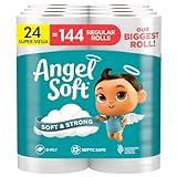 Angel Soft Toilet Paper, 24 Super Mega Rolls = 144 Regular Rolls, Soft and Strong Toilet Tissue