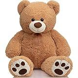 HollyHOME Teddy Bear Stuffed Animal Plush Giant Teddy Bears with Footprints Big Bear 36 inch Tan