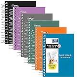 Five Star Spiral Notebooks, 6 Pack, Fat Lil' Pocket Notebooks, College Ruled Paper, 3-1/2" x 5-1/2", Small, 200 Sheets, Purple, Orange, Green, Blue, Gray, Black (38027)