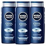 Nivea Men Cool Body Wash with Icy Menthol, Scented Body Wash for Men, 3 Pack of 16.9 Fl Oz Bottles