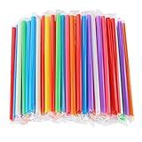 RENYIH 300 Pcs Multi Colors Jumbo Smoothie Straws Boba Straws,Plastic Milkshake Straws Disposable Wide-mouthed Large Individually Wrapped Straws(0.43" Wide X 9.45" Long)