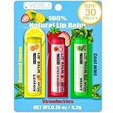 YOPELA 3 Pack SPF Lip Balm Bulk - SPF 30 SunGuard Lip Balm Sunscreen- Summer Protection for Lasting Hydration UV Defense Prevents and Soothes Dry, Chapped Lips-3 Delicious Flavors