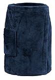 Leisureland Men's Plush Fleece Wrap, Spa Gym Bath Wrap Dark Blue