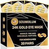 Under Eye Patches For Puffy Eyes 30Pairs, 24K Gold Eye Mask For Dark Circles and Puffiness, Under Eye Mask Patches Skincare, Eye Gel Pads, Eye Patches For Wrinkles, Puffy Eyes Bags Treatment Women Men