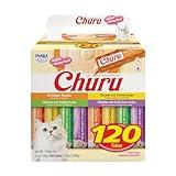 INABA Churu Cat Treats, Lickable, Squeezable Creamy Purée with Vitamin E, 0.5 Ounces per Tube, 120 Tubes Total, Chicken Variety