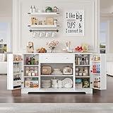 HITHOS 54" Buffet Cabinet with Storage, Modern Kitchen Buffet Sideboard with Drawer, Wood Coffee Bar Cabinet with Adjustable Shelves, Kitchen Storage Cabinet for Living Room, White