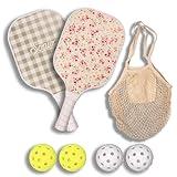 Sonix | Pickleball Paddles Set of 2 | Fiberglass Surface Pickleball Set with 2 Rackets, 4 Balls, & 1 Net Carrying Bag | Cottage Floral