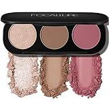 FOCALLURE Blush and Highlighter Palette,3 in 1 Contour Palette,Cruelty-Free Matte Bronzer Powder,Shimmer Illuminator Highlighters for a Glowing Look,#10