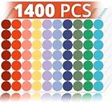 1400 Pcs Colored Dot Stickers, 3/4 Inch Round Color Coding Labels, 10 Color Circle Price Stickers for Office, Classroom, Papers - Multi