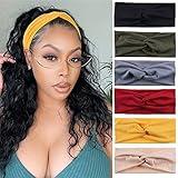 Xtrend 6 Pcs Women's Headbands Twisted Cross Elastic Headbands Yoga Workout Headbands Non-Slip Sweat Soft Headbands Solid Color Simple Versatile Hair Accessory Headbands