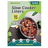 Syntus Slow Cooker Liners, 15 Count Cooking Bags Extra Large Size Disposable Pot Liners Plastic Bags, Fit 6QT to 10QT for Slow Cooker Cooking Trays, 14"x 22", 15 Liners