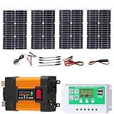 Solar Panel Kit,Complete Solar Panel Kit, Complete 4000W/6000W Solar Inverter System Kit, 100W Waterproof Folding Solar Panel, 12V50A Solar Charge Controller with LED Power Display and 2 USB Ports fo