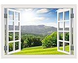 FLFK Fake Window Wall Sticker - Landscape Faux Window Wall Mural for Wall Decor, Stick and Peel Wall Decals,16"x24"