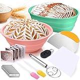 Palksky Sourdough Proofing Baskets Silicone Kit, Sour Dough Kit Sourdough Baking Supplies - Round & Oval Bowls Tools, Sourdough Bread Baking Supplies, Bread Proofer Essentials for Beginners