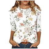 Ceboyel 3/4 Sleeve Tops for Women Summer Floral Paisley Print Tees Shirts Trendy Ladies Blouses Dressy Casual Clothing 2024 70S Outfits Green M