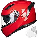 ILM Motorcycle Helmets Full Face with Anti-Fog Pinlock for Cascos para Motos Mens Women Snowmobile Heated Shield Optional DOT Model-129 (Red, M)