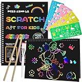 Smasiagon Scratch Paper Art Set for Kids: 2 Pack Scratch Off Art Notebook Crafts Halloween Gifts for Kids Ages 3-12 Girls Boys Birthday Christmas Party Favor Games DIY Activity