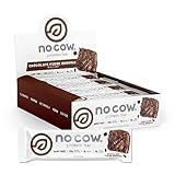 No Cow High Protein Bars, Chocolate Fudge Brownie - Healthy Snacks, 20g Vegan Protein, High Fiber, Low Sugar, Keto Friendly, Dairy & Gluten Free (12 Count)