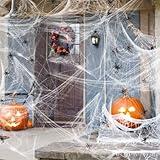 Seasons Spider Web Halloween Decoration, Super Stretch Cobwebs with 1 Plastic Spiders for Halloween Indoor and Outdoor Decor, for 80 Sq. Ft. Use