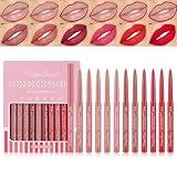 MYUANGO Lip Liner Set 12 PCS, Matte Velvet Long-Lasting Luxury Intense Lipliner, Creamy Easy to Use Richly Pigmented Lip Liner Pencil for Colorful and Defined Lips