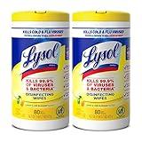 Lysol Disinfectant Wipes Multi-Surface Antibacterial Cleaning Wipes For Disinfecting and Cleaning Lemon and Lime Blossom 80 Count (Pack of 2)