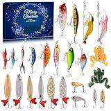 Advent Calendar Fishing Christmas Countdown - 24 Days Fishing Lures Set for Fisher Adult Men Teen Boys - 2024 Xmas Surprise Gift