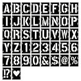 2 Inch Letter Stencils Symbol Numbers Craft Stencils, 42 Pcs Reusable Alphabet Templates Interlocking Stencil Kit for Painting on Wood, Wall, Fabric, Rock, Sign, DIY Art Projects