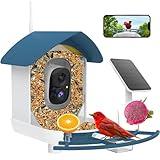 Bird Feeder with Camera,AI Identify Birds Species,Smart Birds Camera with Solar Powered,Auto Record 1080P Birds Video in Backyard,Instant Notifications,Ideal Gifts for Family and Bird Lovers,Navy Blue