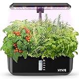 URUQ Hydroponics Growing System Indoor Garden 12 Pods Indoor Gardening System with LED Grow Light Height Adjustable Plants Germination Kit Quiet Smart Pump - Hydroponic Planter Fresh Harvest Black