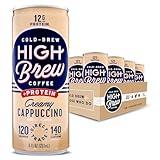 High Brew Coffee, Cold Brew Coffee, Creamy Cappucino, Plus 12g Protein, 8 Fl Oz, Ready-To-Drink (Pack of 12)