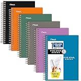 Five Star Personal Size Spiral Notebooks, 6 Pack, 1 Subject, College Ruled Paper, Fights Ink Bleed, Water Resistant Cover, 7" x 4-3/8", 100 Sheets, Purple, Orange, Green, Blue, Gray, Black (38028)