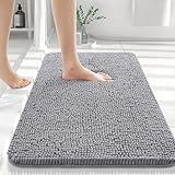 OLANLY Bathroom Rugs 30x20, Extra Soft Absorbent Chenille Bath Rugs, Rubber Backing Quick Dry, Machine Washable Bath Mats for Bathroom Floor, Tub and Shower, Home Decor Accessories, Grey