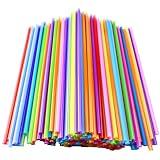 200pcs Colorful Plastic Long Straws Disposable Drinking Straws- 0.23'' diameter, 10.2" High - Assorted Colors