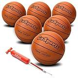 GoSports Indoor / Outdoor Rubber Basketballs - Six Pack of Size 6 or Size 7 Balls with Pump & Carrying Bag - Choose Your Size