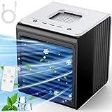 CENSTECH 3-IN-1 Mini Air Conditioner with Remote, Top Splash-Proof Design, 3 Speeds Small Portable Air Conditioner, Large Capacity Tank Personal Air Conditioner, Desk Air Conditioner for Office Room