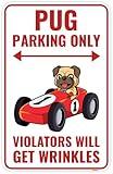 Venicor Pug Sign Decor - 9 x 14 Inches - Aluminum - Pug Gifts for Pug Lovers - Pug Decorations Stuffed Animal Poster Stickers Stuff