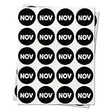 300 November Month Stickers - 1 inch Cirlce Dot Black Color Coding Months of The Year Label Stickers - Decorative Year Round Tag Planner Month Stickers - 1 Pack