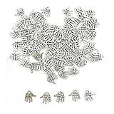 JIALEEY 100PCS Hand Shaped Charms Hand Made Tag Signs Charms Carved Silver Tone for Fashionable Jewelry Making Charms Findings Crafting Sewing