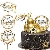 Whaline Graduation Cake Topper Gold Acrylic Cake Topper Congrats Grad You Did It Congratulations 5 Design Table Centerpiece Sticks Grad Party Food Appetizer Picks for Cake Decor Supplies, 10pcs